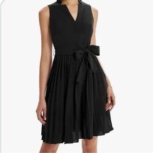 Grace Karin NEW Navy Sleeveless V-Neck Pleated Chiffon Belted Mini Dress Medium